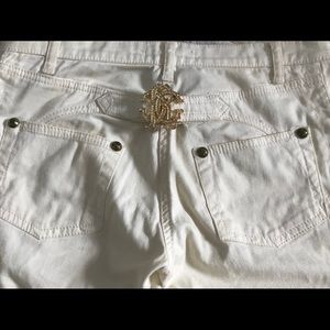 Roberto Cavalli White & Leopard Print Jeans